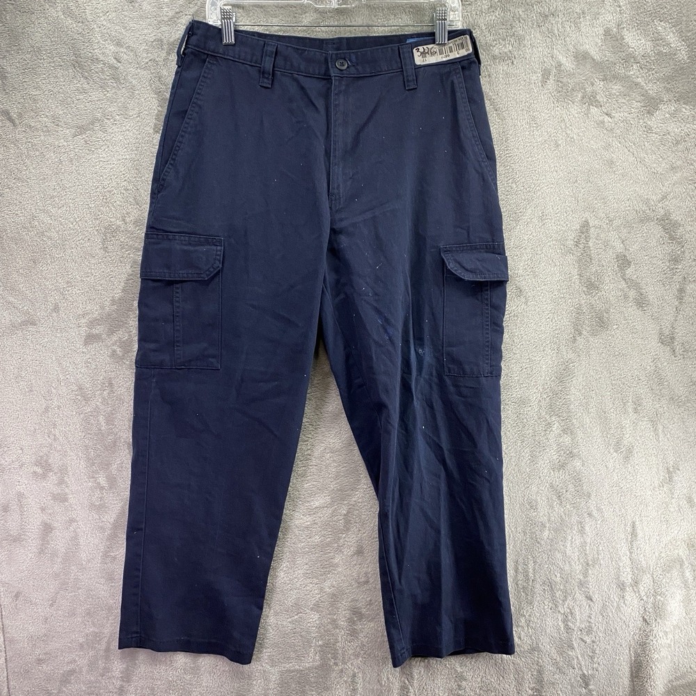 Cintas ComfortFlex Cargo Work Pants Mens Size 32 Navy Uniform 6 Pocket Cotton